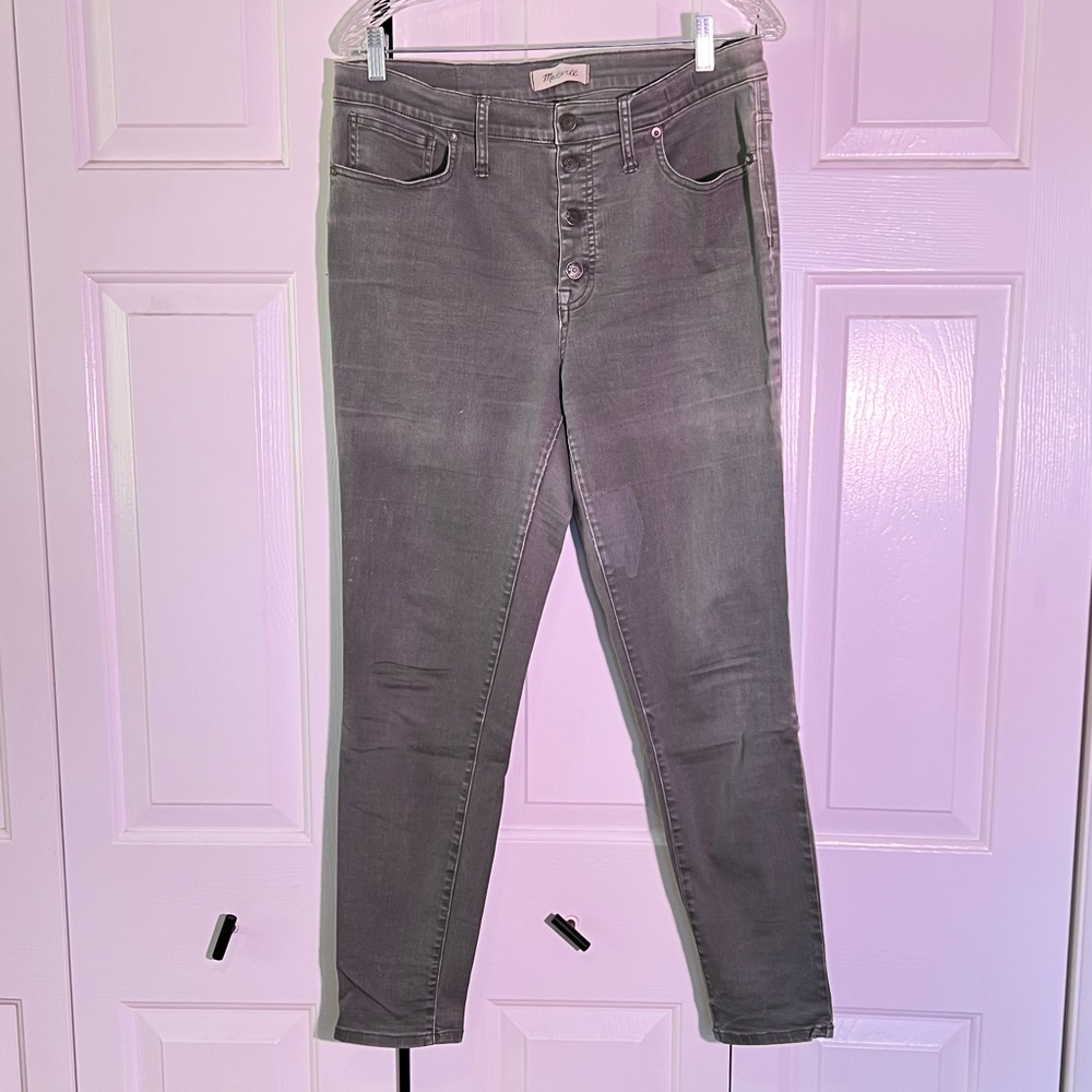 Green button fly pants
